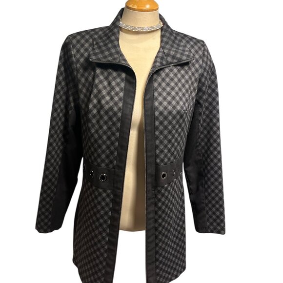MICHAEL TYLER 🇨🇦 Coat Size Medium Zip Up Houndstooth Pattern Stretchy - Picture 3 of 9